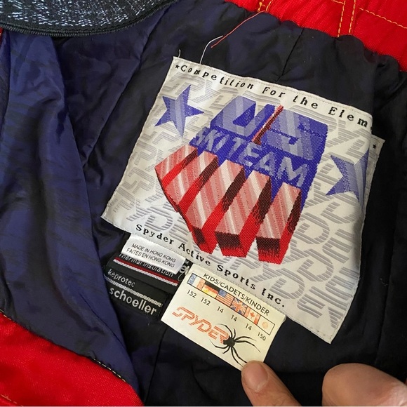 Spyder Vintage Ski Bibs Snow Pants Thinsulate Insulated Retro Red Yellow: 14 - Picture 8 of 14